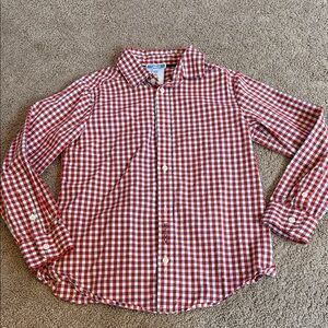 Jacadi Red and White Checkered Gingham Kids Shirt, size 8